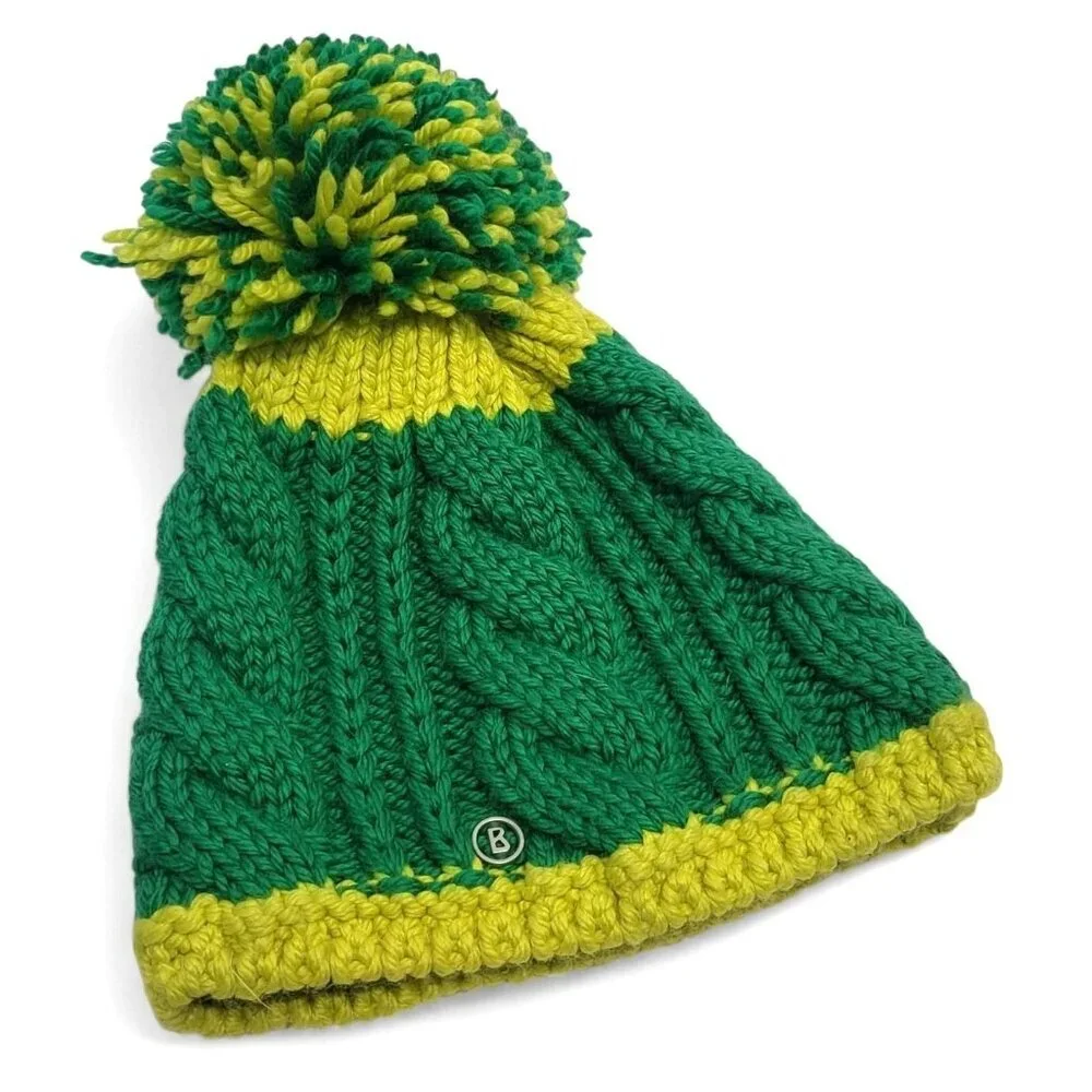 Bogner Cable Knit Pom Beanie Virgin Wool Alpine Hat